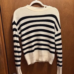 SHEIN Black and Cream Striped Sweater